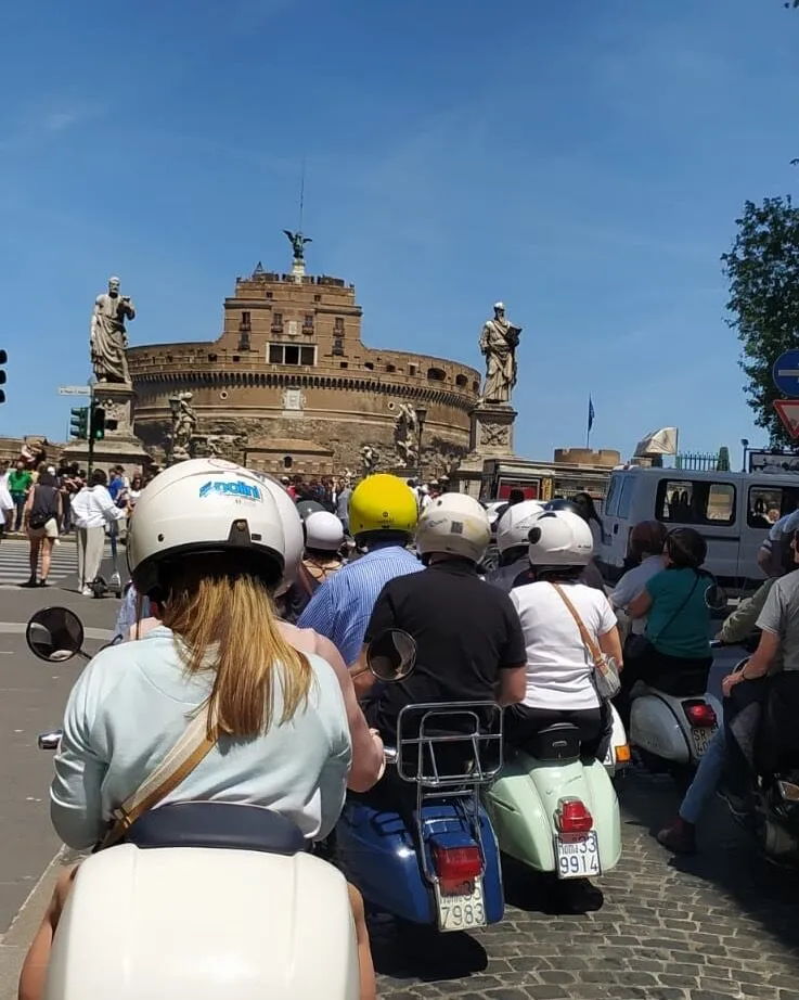 Group on Vespas near Castel Sant'Angelo