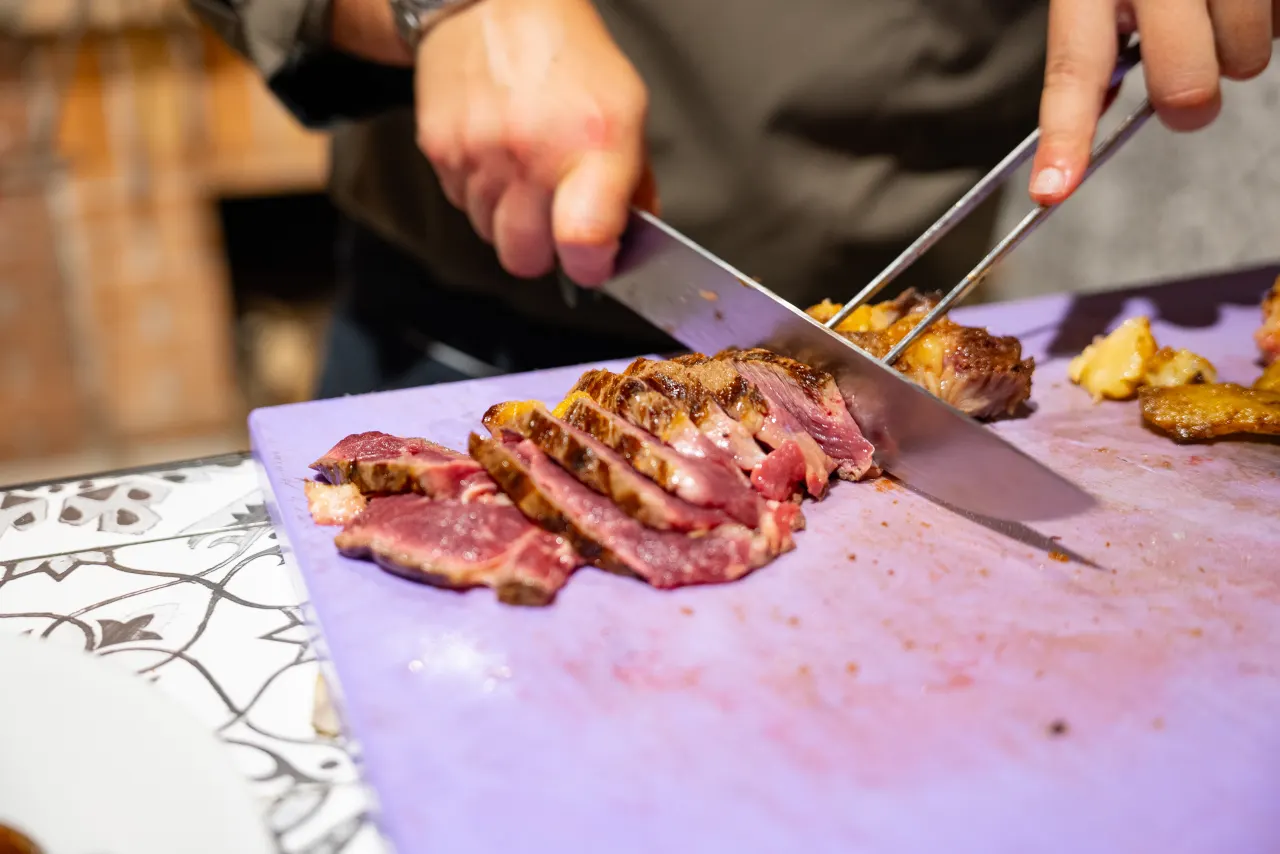 Fire-grilled beef sliced to order