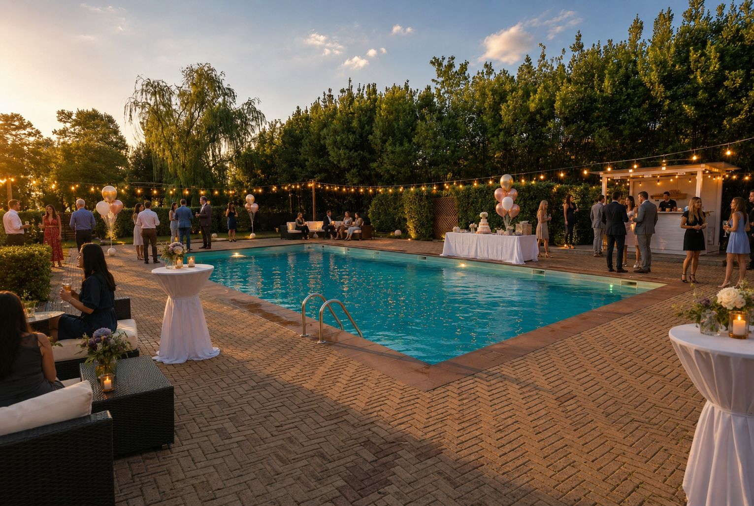 Evento serale a bordo piscina al Tiber Village vicino Roma